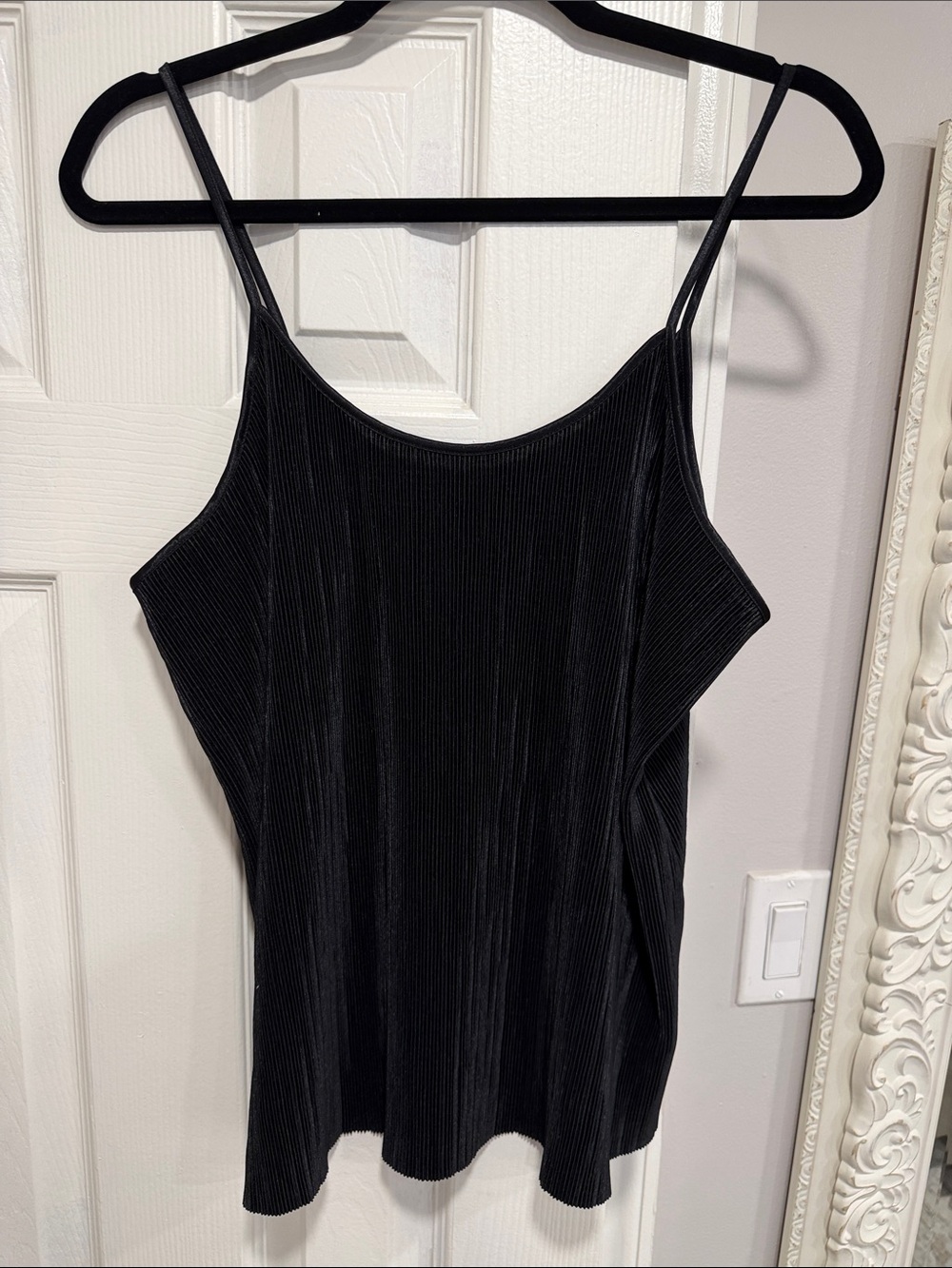 H&M Black Pleated Velvet-Look Camisole